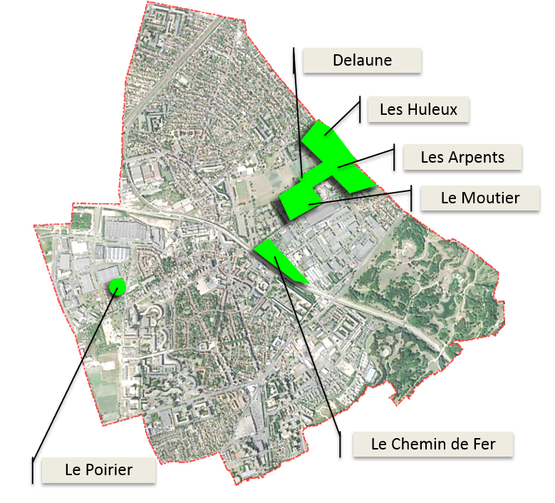 Carte des secteurs de jardins à Stains