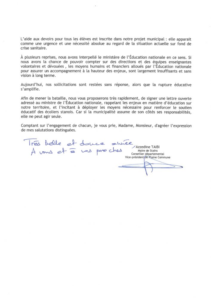 La Ville de Stains Sollicite l'Éducation nationale pour participer au financement de l'aide aux devoirs à Stains - Page 2
