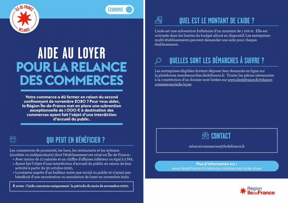 Relance des commerces : une aide au loyer pour le 2e confinement - Ville de Stains