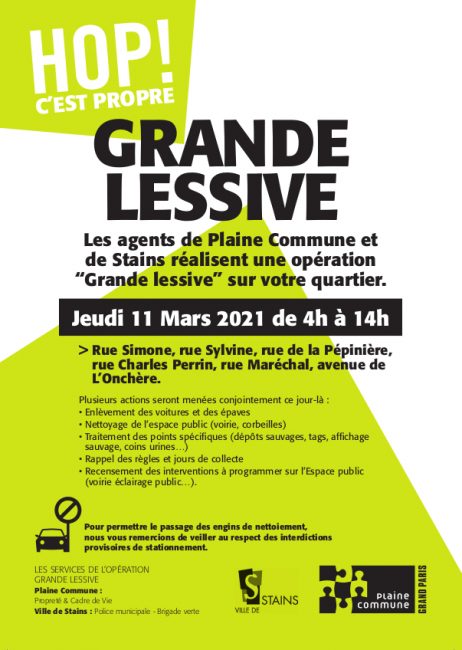 Propreté - Bientôt les grandes lessives dans vos rues... - Ville de Stains