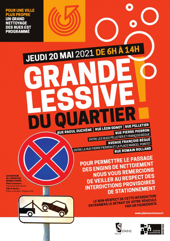 Propreté - Grande Lessive : nouveaux cycles ! - interdiction provisoire de stationnement - Ville de Stains